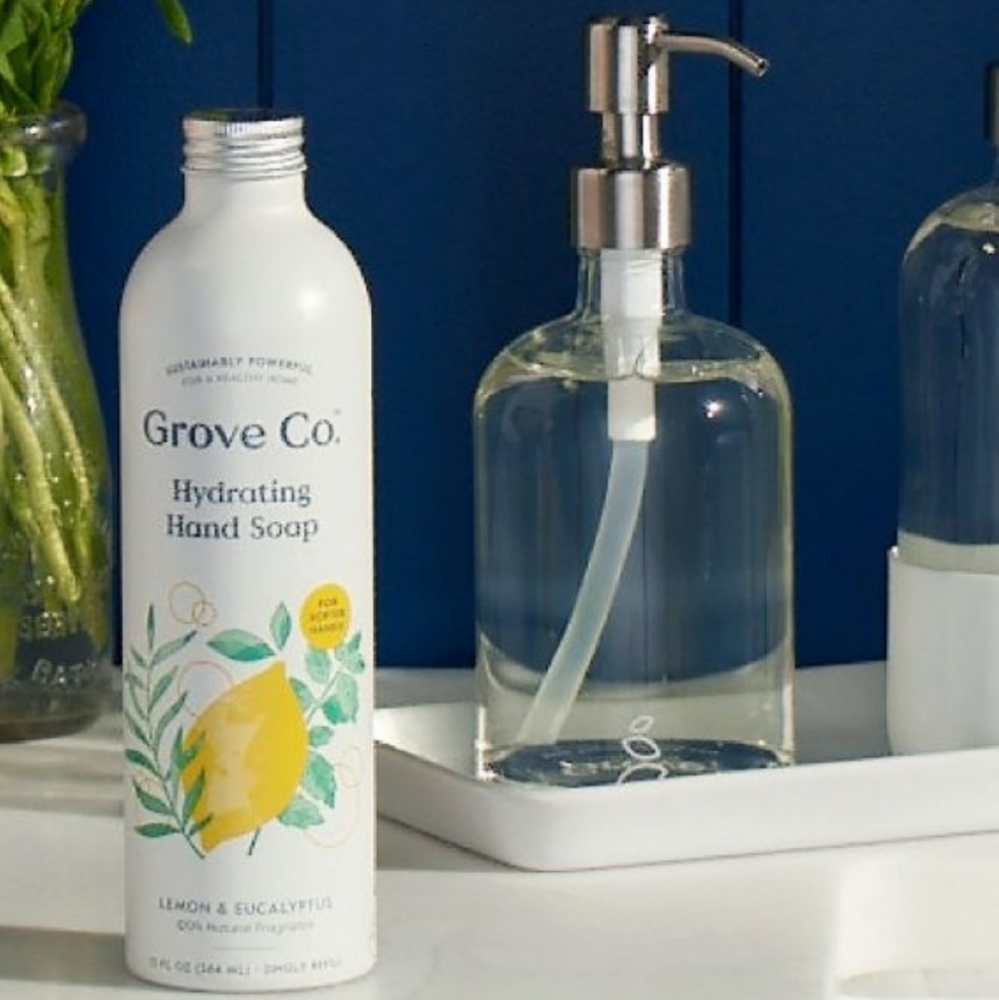 Grove LEMON EUCALYPTUS Hand Soap & Glass Dispenser